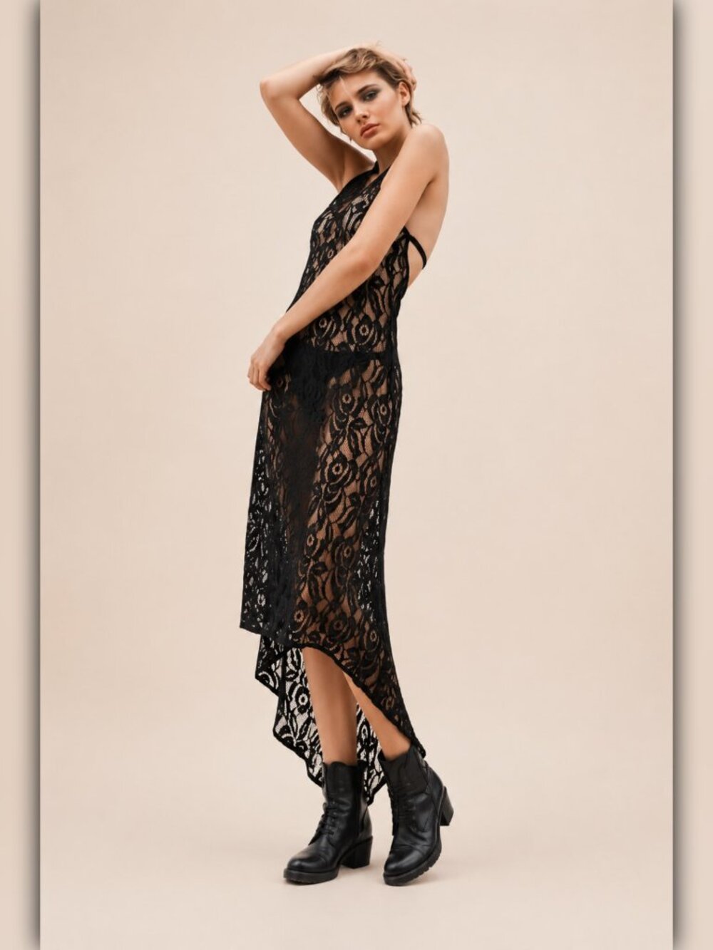 A640 • Sheer Hi-Lo Maxi Slip Dress